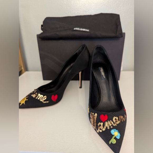 Elegant Dolce & Gabbana Embroidered Stiletto Heels